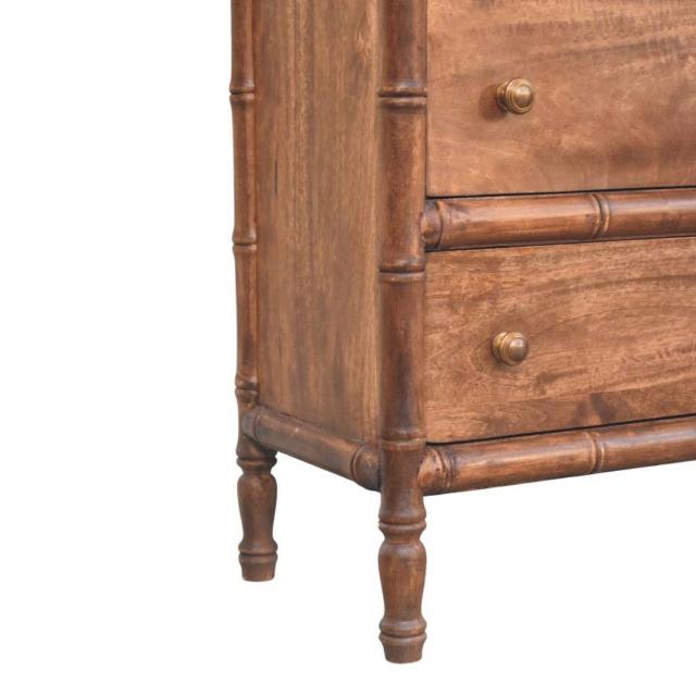 Bamboo Carved 3-Drawer Chest | Artisan Bedroom Storage
