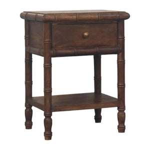 Bamboo Carved Bedside Table | Artisan Wooden Nightstand