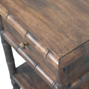 Bamboo Carved Bedside Table | Artisan Wooden Nightstand