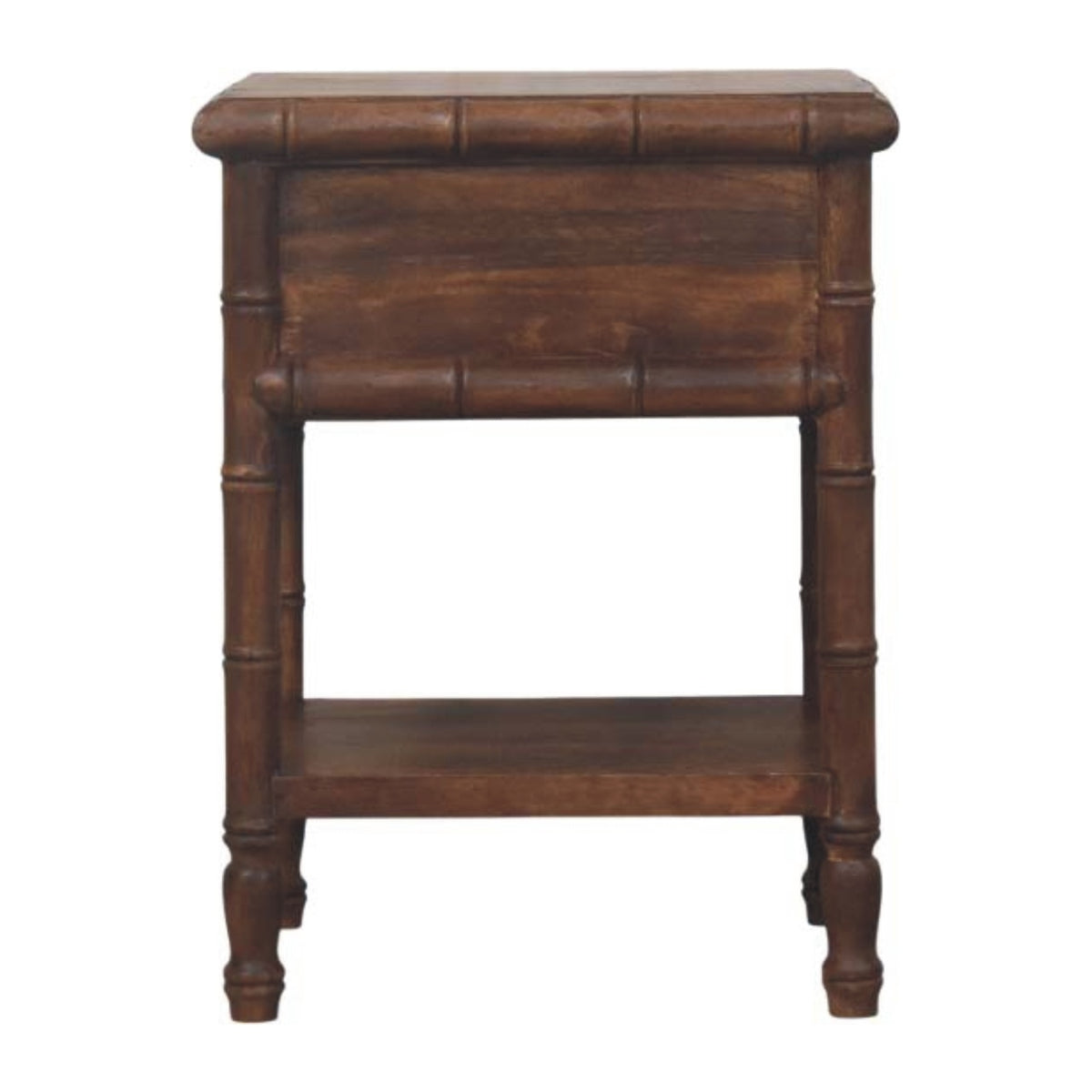 Bamboo Carved Bedside Table | Artisan Wooden Nightstand