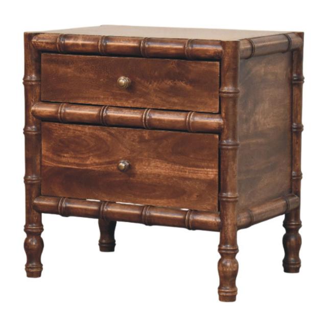 Bamboo Frame Nightstand | Roasted Almond Finish | Natural Bedside Table