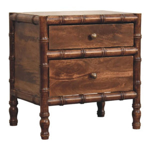 Bamboo Frame Nightstand | Roasted Almond Finish | Natural Bedside Table
