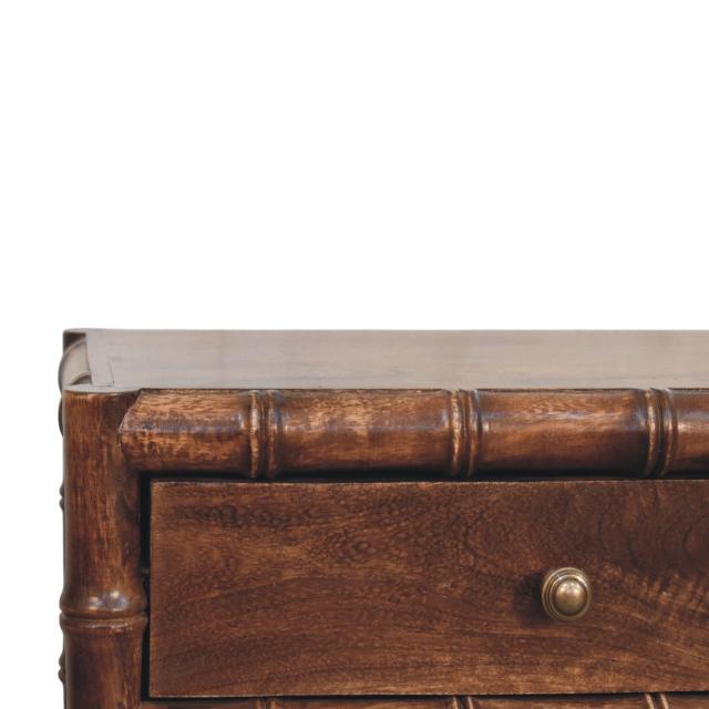 Bamboo Frame Nightstand | Roasted Almond Finish | Natural Bedside Table