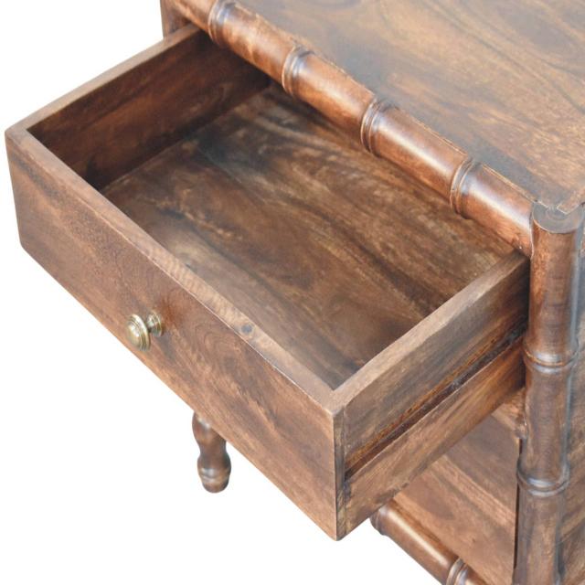 Bamboo Frame Nightstand | Roasted Almond Finish | Natural Bedside Table