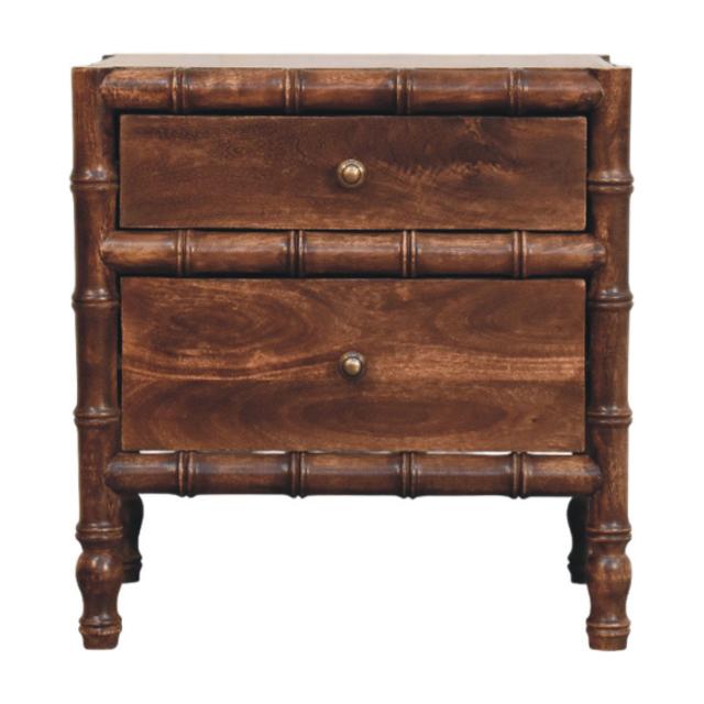 Bamboo Frame Nightstand | Roasted Almond Finish | Natural Bedside Table