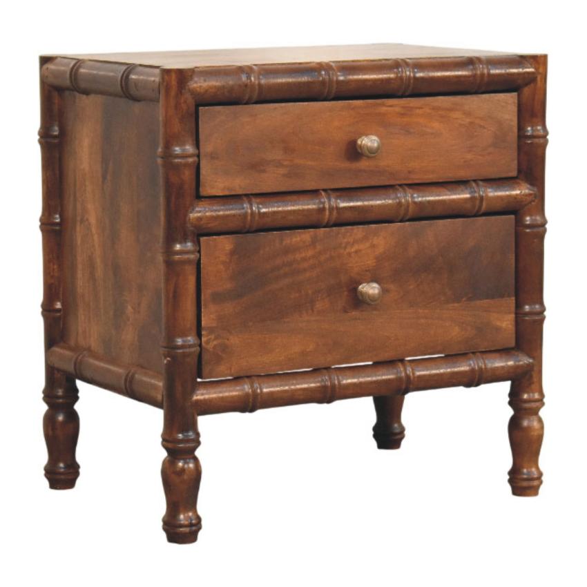 Bamboo Framed Bedside Table | Compact Storage | Sculptural Design