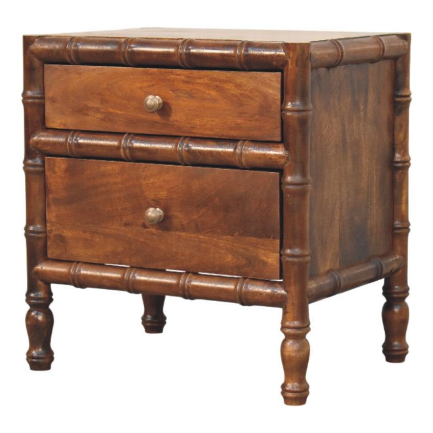 Bamboo Framed Bedside Table | Compact Storage | Sculptural Design