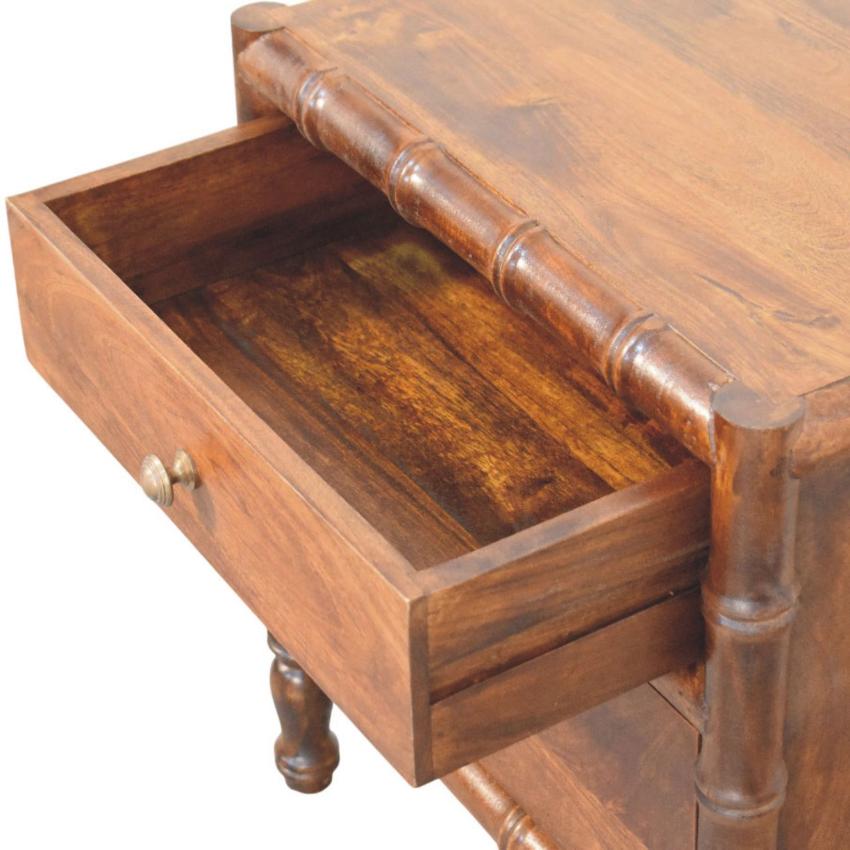 Bamboo Framed Bedside Table | Compact Storage | Sculptural Design