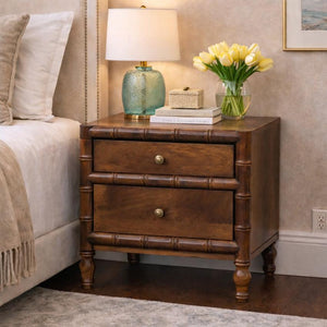 Bamboo Framed Bedside Table | Compact Storage | Sculptural Design