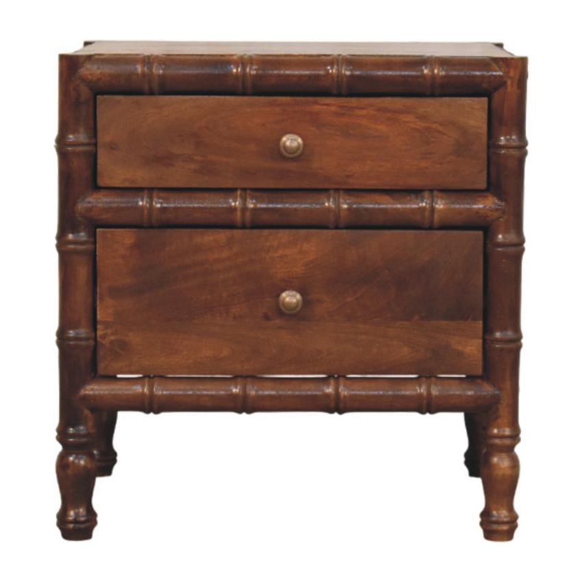 Bamboo Framed Bedside Table | Compact Storage | Sculptural Design