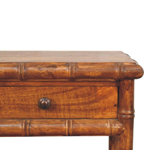 Bamboo Heritage Bedside Table | Carved Timber Nightstand