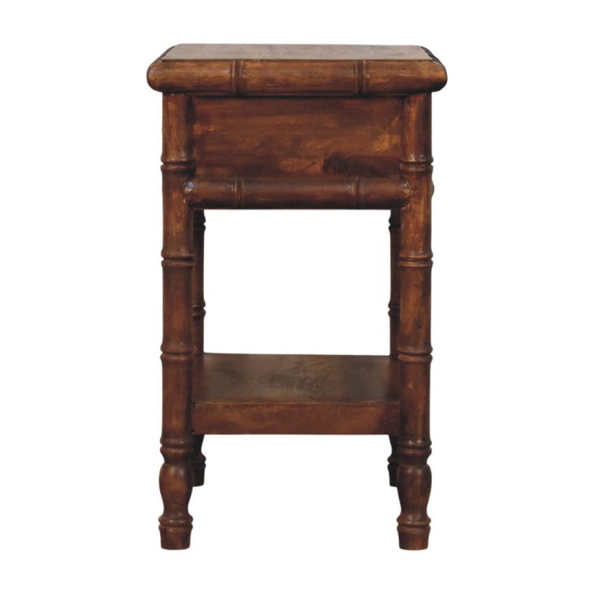 Bamboo Heritage Bedside Table | Carved Timber Nightstand
