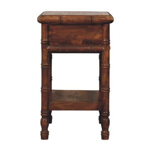 Bamboo Heritage Bedside Table | Carved Timber Nightstand