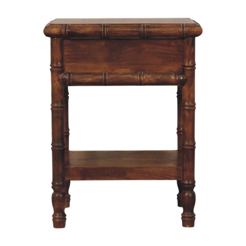 Bamboo Heritage Bedside Table | Carved Timber Nightstand