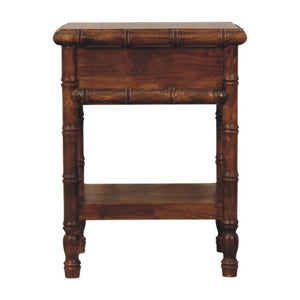 Bamboo Heritage Bedside Table | Carved Timber Nightstand