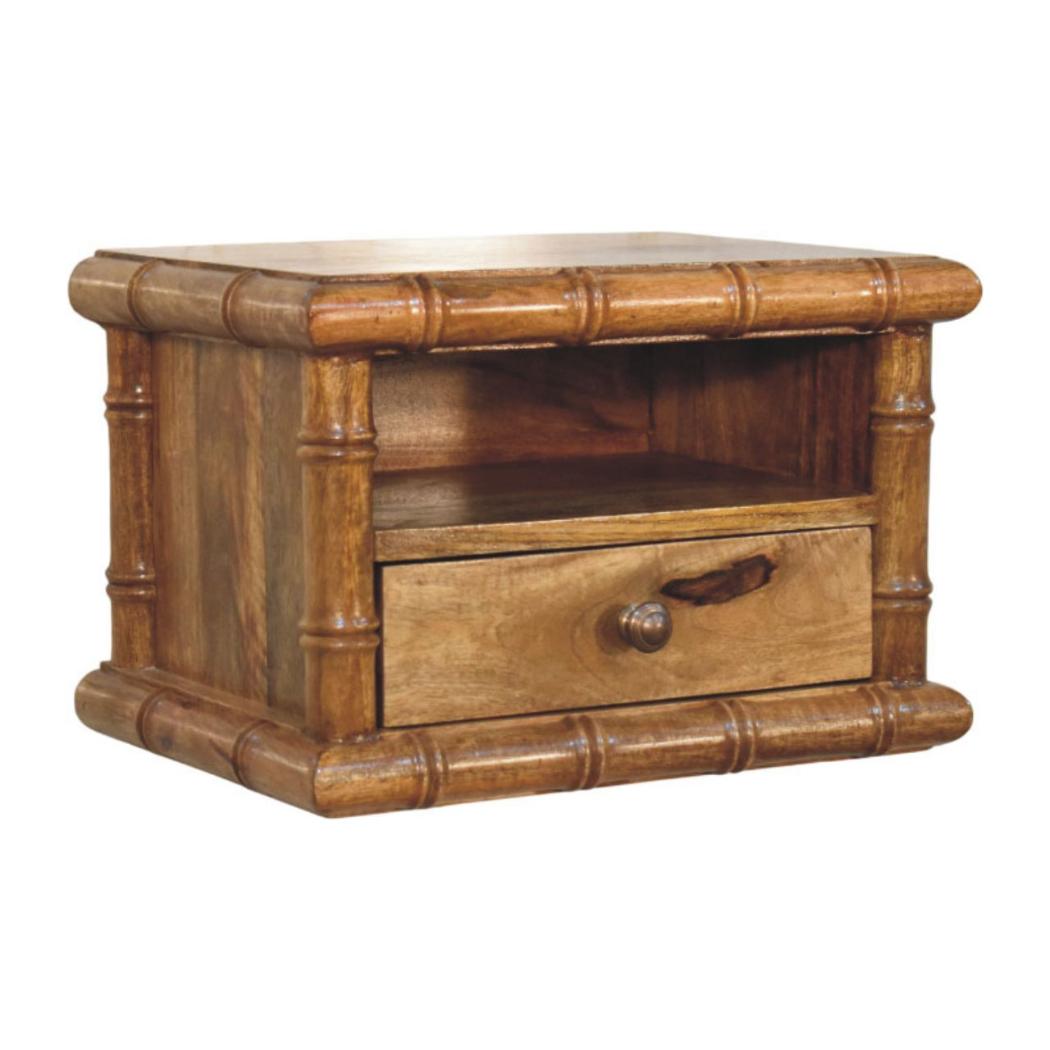 Bamboo Open Bedside Table | Open Storage | Amber Oak Finish