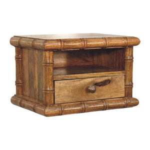 Bamboo Open Bedside Table | Open Storage | Amber Oak Finish