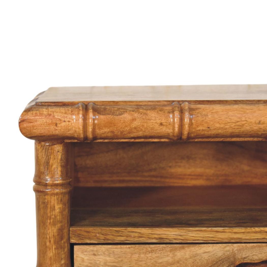 Bamboo Open Bedside Table | Open Storage | Amber Oak Finish