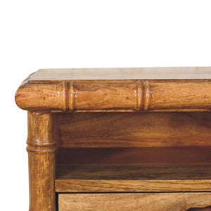 Bamboo Open Bedside Table | Open Storage | Amber Oak Finish