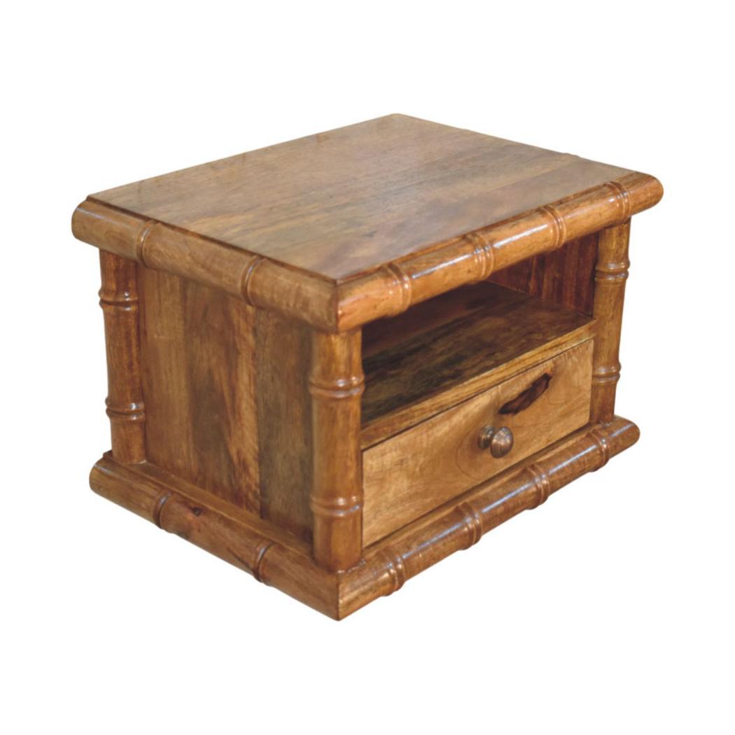 Bamboo Open Bedside Table | Open Storage | Amber Oak Finish