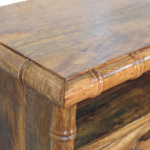 Bamboo Open Bedside Table | Open Storage | Amber Oak Finish