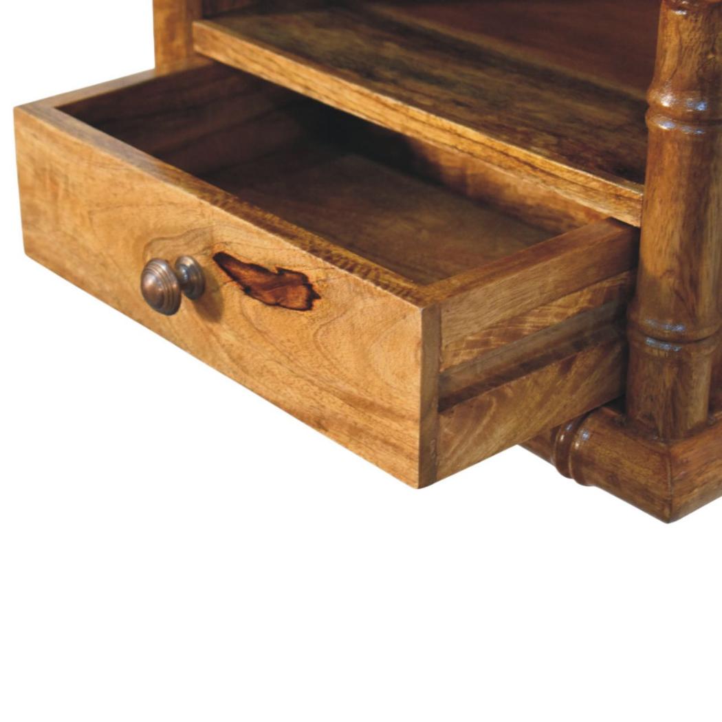 Bamboo Open Bedside Table | Open Storage | Amber Oak Finish
