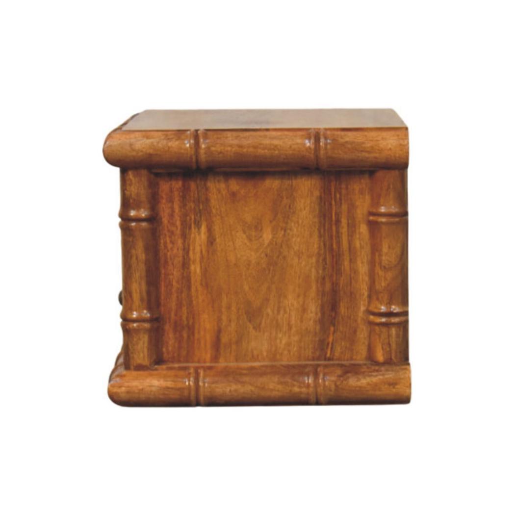 Bamboo Open Bedside Table | Open Storage | Amber Oak Finish