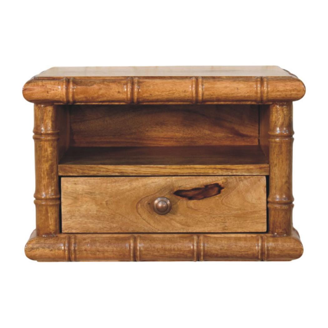 Bamboo Open Bedside Table | Open Storage | Amber Oak Finish