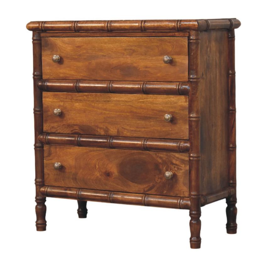 Bamboo Three Drawer Chest | Bedroom Storage | Bamboo-Inspired Design