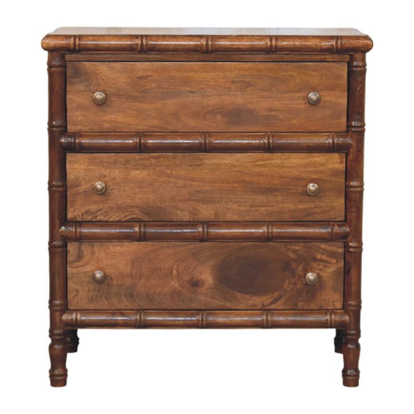 Bamboo Three Drawer Chest | Bedroom Storage | Bamboo-Inspired Design