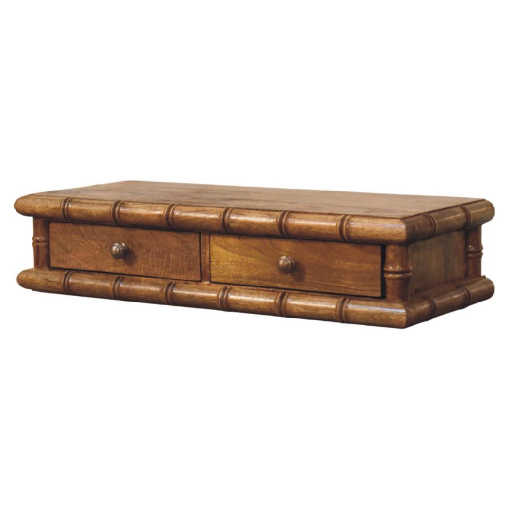 Bamboo Wall-Mounted Console Table | Floating Hallway Design | Framed Detail