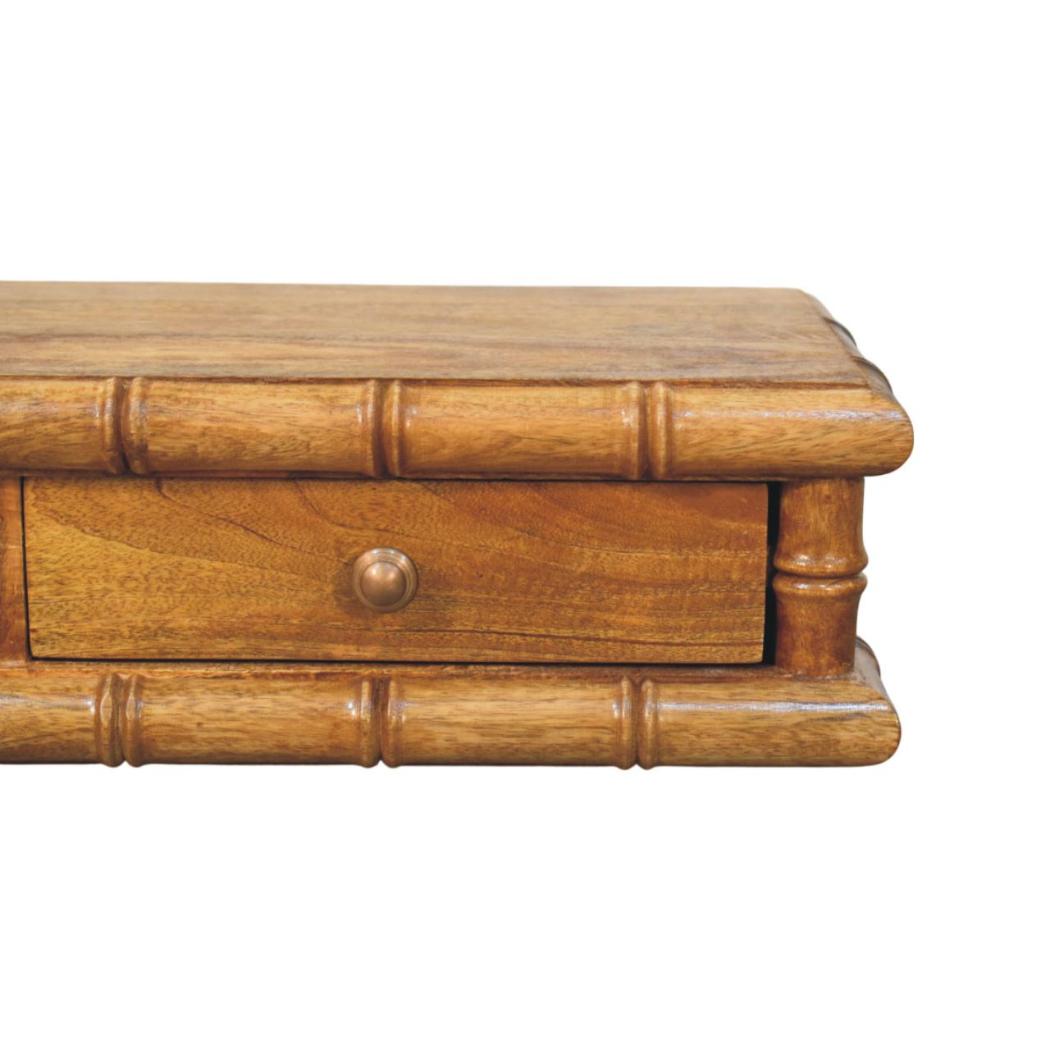 Bamboo Wall-Mounted Console Table | Floating Hallway Design | Framed Detail