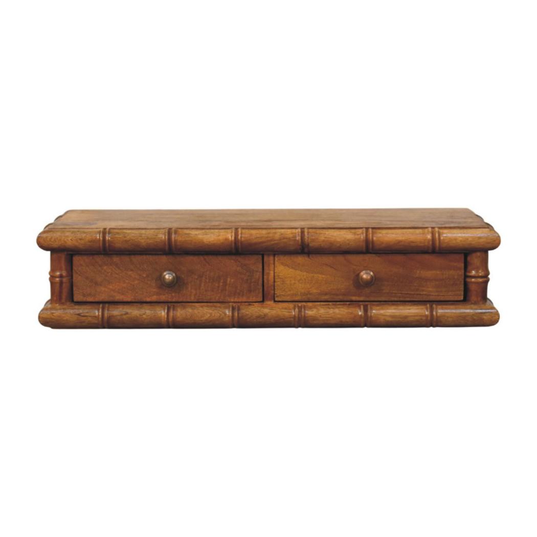 Bamboo Wall-Mounted Console Table | Floating Hallway Design | Framed Detail