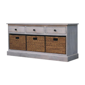 Basket Storage Cabinet | Solid Mango Wood | Acid Wash Finish