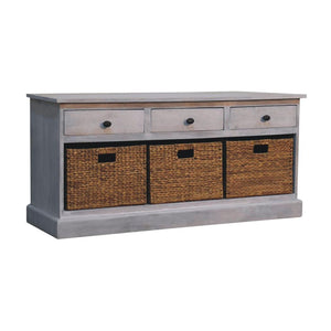 Basket Storage Cabinet | Solid Mango Wood | Acid Wash Finish