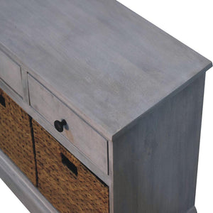 Basket Storage Cabinet | Solid Mango Wood | Acid Wash Finish