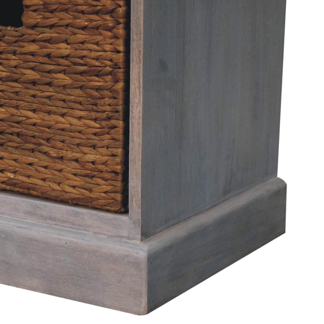Basket Storage Cabinet | Solid Mango Wood | Acid Wash Finish