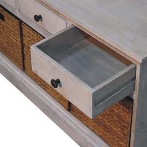 Basket Storage Cabinet | Solid Mango Wood | Acid Wash Finish