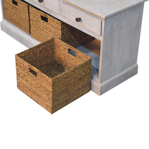 Basket Storage Cabinet | Solid Mango Wood | Acid Wash Finish