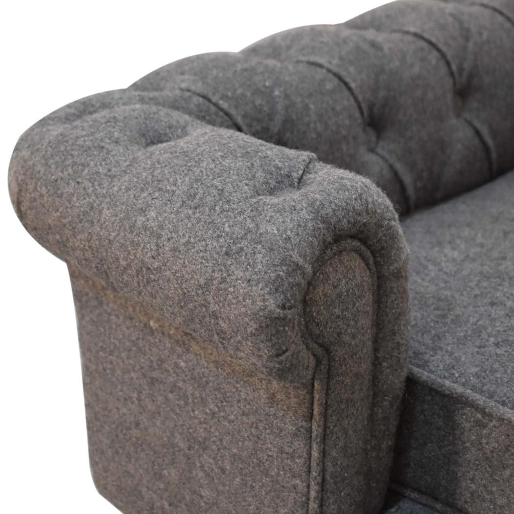 Battleship Grey Button-Tufted Pet Sofa Bed | Tweed Upholstery | Cat & Dog Bed