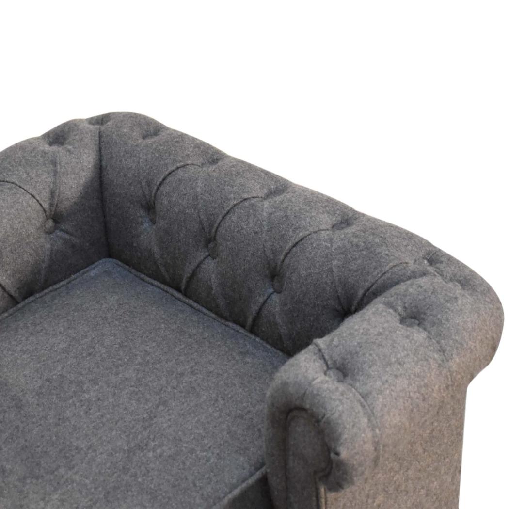 Battleship Grey Button-Tufted Pet Sofa Bed | Tweed Upholstery | Cat & Dog Bed
