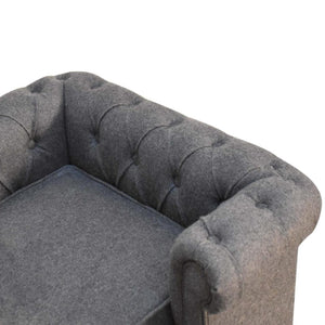 Battleship Grey Button-Tufted Pet Sofa Bed | Tweed Upholstery | Cat & Dog Bed