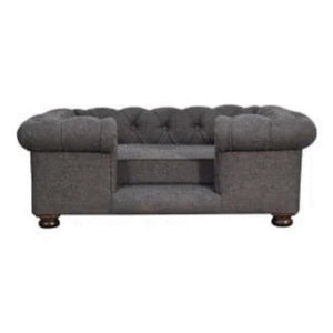 Battleship Grey Button-Tufted Pet Sofa Bed | Tweed Upholstery | Cat & Dog Bed