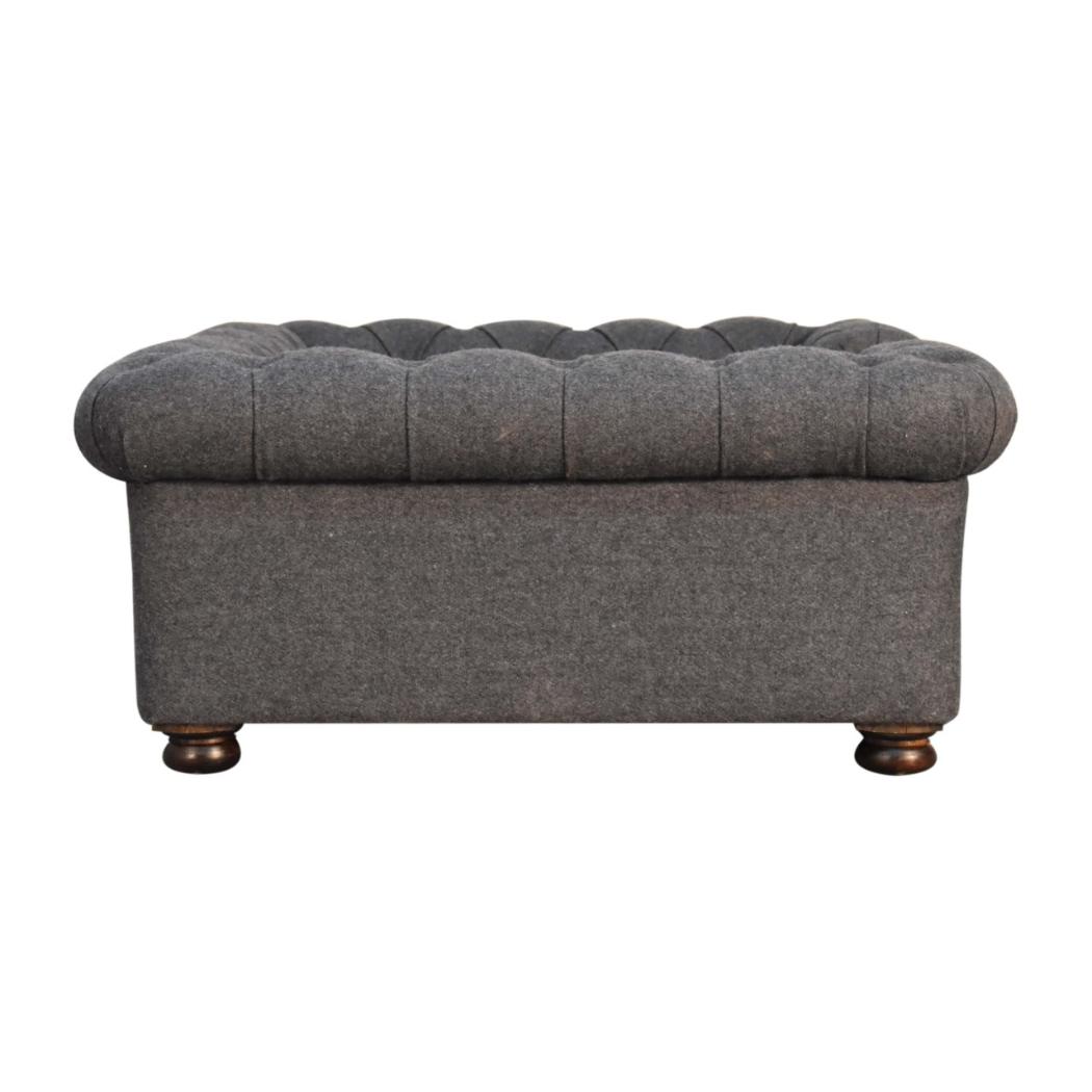 Battleship Grey Button-Tufted Pet Sofa Bed | Tweed Upholstery | Cat & Dog Bed