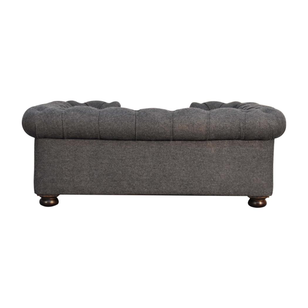 Battleship Grey Button-Tufted Pet Sofa Bed | Tweed Upholstery | Cat & Dog Bed