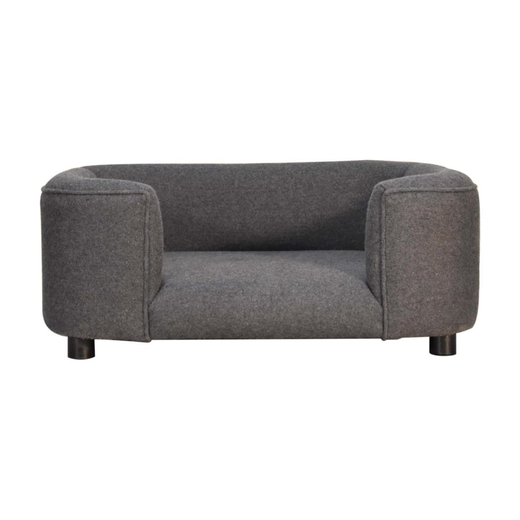 Battleship Grey Tweed Pet Sofa Bed | Upholstered Cat & Dog Bed | Padded Design