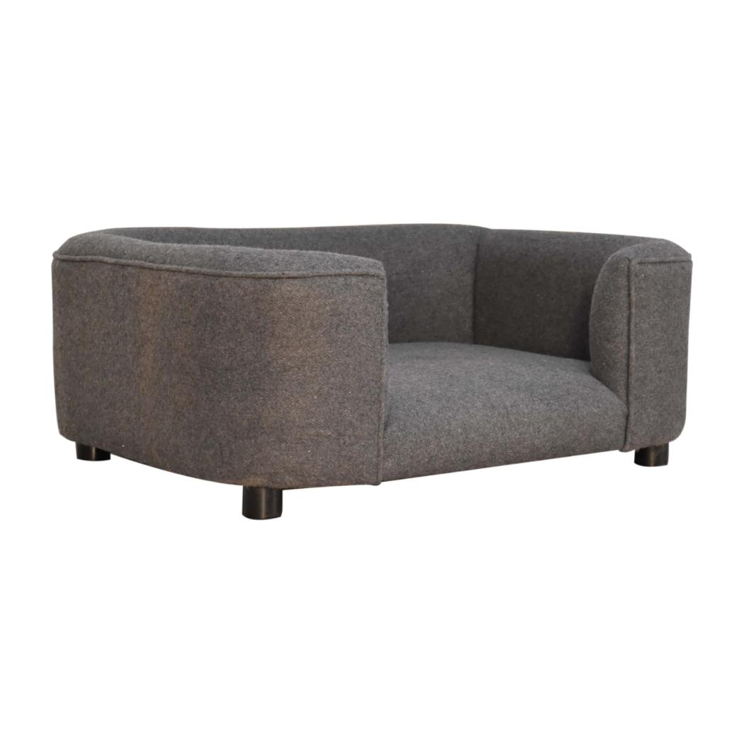 Battleship Grey Tweed Pet Sofa Bed | Upholstered Cat & Dog Bed | Padded Design