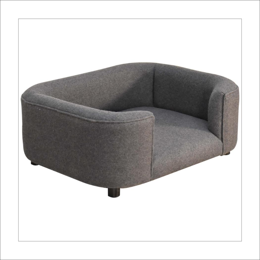 Battleship Grey Tweed Pet Sofa Bed | Upholstered Cat & Dog Bed | Padded Design