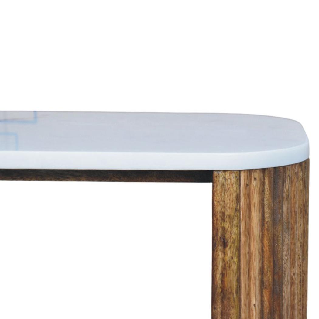 Beaumont Marble Bedside Table | Solid Mango Wood | Natural Stone Top | Compact Nightstand