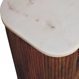 Beaumont Marble Bedside Table | Solid Mango Wood | Natural Stone Top | Compact Nightstand